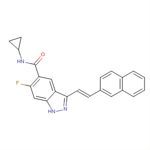 633324-10-4  1H-Indazole-5-carboxamide,N-cyclopropyl-6-fluoro-3-[(1E)-2-(2-naphthalenyl)ethenyl]-