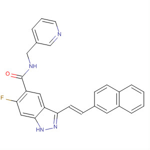 633324-12-6  1H-Indazole-5-carboxamide,6-fluoro-3-[(1E)-2-(2-naphthalenyl)ethenyl]-N-(3-pyridinylmethyl)-