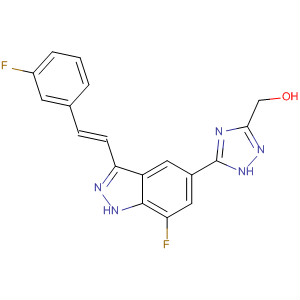 633325-21-0  1H-1,2,4-Triazole-3-methanol,5-[7-fluoro-3-[(1E)-2-(3-fluorophenyl)ethenyl]-1H-indazol-5-yl]-