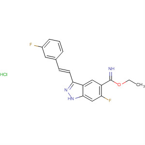 633325-24-3  1H-Indazole-5-carboximidic acid,6-fluoro-3-[(1E)-2-(3-fluorophenyl)ethenyl]-, ethyl ester,monohydrochloride