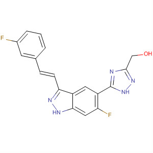 633325-26-5  1H-1,2,4-Triazole-3-methanol,5-[6-fluoro-3-[(1E)-2-(3-fluorophenyl)ethenyl]-1H-indazol-5-yl]-