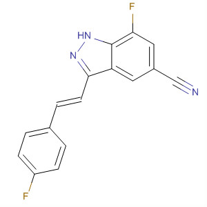 633325-29-8  1H-Indazole-5-carbonitrile, 7-fluoro-3-[(1E)-2-(4-fluorophenyl)ethenyl]-