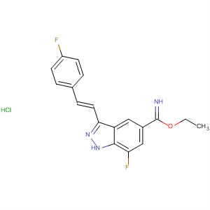 633325-30-1  1H-Indazole-5-carboximidic acid,7-fluoro-3-[(1E)-2-(4-fluorophenyl)ethenyl]-, ethyl ester,monohydrochloride