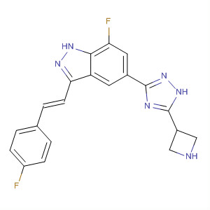 633326-30-4  1H-Indazole,5-[5-(3-azetidinyl)-1H-1,2,4-triazol-3-yl]-7-fluoro-3-[(1E)-2-(4-fluorophenyl)ethenyl]-