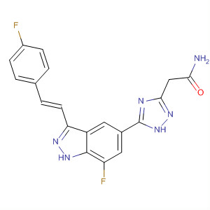 633326-35-9  1H-1,2,4-Triazole-3-acetamide,5-[7-fluoro-3-[(1E)-2-(4-fluorophenyl)ethenyl]-1H-indazol-5-yl]-