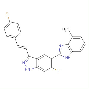 633326-53-1  1H-Indazole,6-fluoro-3-[(1E)-2-(4-fluorophenyl)ethenyl]-5-(4-methyl-1H-benzimidazol-2-yl)-