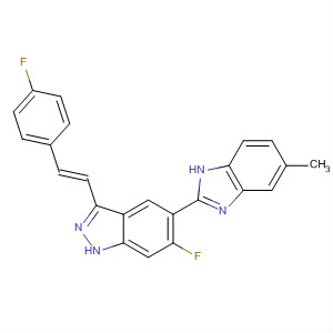 633326-54-2  1H-Indazole,6-fluoro-3-[(1E)-2-(4-fluorophenyl)ethenyl]-5-(5-methyl-1H-benzimidazol-2-yl)-