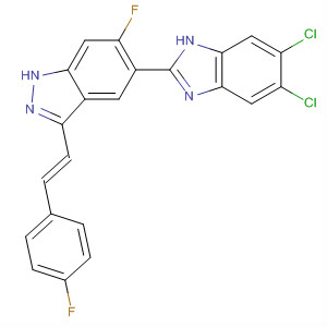 633326-58-6  1H-Indazole,5-(5,6-dichloro-1H-benzimidazol-2-yl)-6-fluoro-3-[(1E)-2-(4-fluorophenyl)ethenyl]-