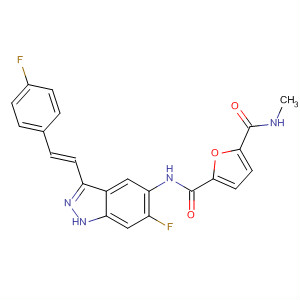 633329-90-5  2,5-Furandicarboxamide,N-[6-fluoro-3-[(1E)-2-(4-fluorophenyl)ethenyl]-1H-indazol-5-yl]-N'-methyl-