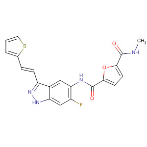 633329-93-8  2,5-Furandicarboxamide,N-[6-fluoro-3-[(1E)-2-(2-thienyl)ethenyl]-1H-indazol-5-yl]-N'-methyl-