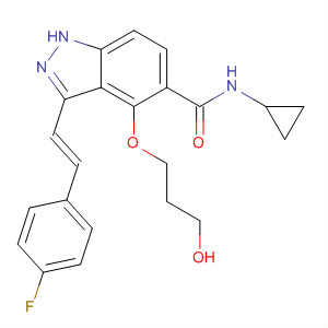 633330-16-2  1H-Indazole-5-carboxamide,N-cyclopropyl-3-[(1E)-2-(4-fluorophenyl)ethenyl]-4-(3-hydroxypropoxy)-