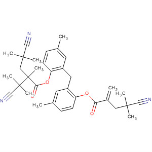 63424-45-3  Pentanoic acid, 4-cyano-2-(1-cyano-1-methylethyl)-2,4-dimethyl-,2-[[2-[(4-cyano-4-methyl-2-methylene-1-oxopentyl)oxy]-5-methylphenyl]methyl]-4-methylphenyl ester