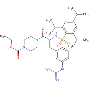 634599-12-5  1-Piperazinecarboxylic acid,4-[3-[3-[(aminoiminomethyl)amino]phenyl]-1-oxo-2-[[[2,4,6-tris(1-methylethyl)phenyl]sulfonyl]amino]propyl]-, ethyl ester