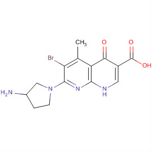 635306-87-5  1,8-Naphthyridine-3-carboxylic acid,7-(3-amino-1-pyrrolidinyl)-6-bromo-1,4-dihydro-5-methyl-4-oxo- 635306-87-5  1,8-Naphthyridine-3-carboxylic acid,7-(3-amino-1-pyrrolidinyl)-6-bromo-1,4-dihydro-5-methyl-4-oxo-