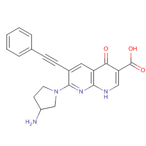 635307-53-8  1,8-Naphthyridine-3-carboxylic acid,7-(3-amino-1-pyrrolidinyl)-1,4-dihydro-4-oxo-6-(phenylethynyl)- 635307-53-8  1,8-Naphthyridine-3-carboxylic acid,7-(3-amino-1-pyrrolidinyl)-1,4-dihydro-4-oxo-6-(phenylethynyl)-