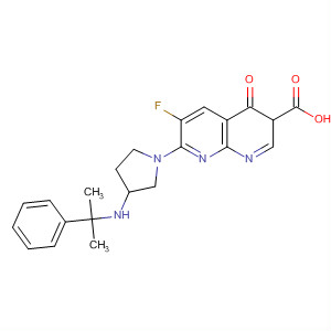 635307-59-4  1,8-Naphthyridine-3-carboxylic acid,6-fluoro-1,4-dihydro-7-[3-[(1-methyl-1-phenylethyl)amino]-1-pyrrolidinyl]-4-oxo-