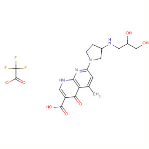 635307-87-8  1,8-Naphthyridine-3-carboxylic acid,7-[3-[(2,3-dihydroxypropyl)amino]-1-pyrrolidinyl]-1,4-dihydro-5-methyl-4-oxo-, mono(trifluoroacetate) (salt)