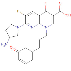635307-88-9  1,8-Naphthyridine-3-carboxylic acid,7-(3-amino-1-pyrrolidinyl)-6-fluoro-1,4-dihydro-4-oxo-1-(3-oxo-3-phenylpropyl)- 635307-88-9  1,8-Naphthyridine-3-carboxylic acid,7-(3-amino-1-pyrrolidinyl)-6-fluoro-1,4-dihydro-4-oxo-1-(3-oxo-3-phenylpropyl)-