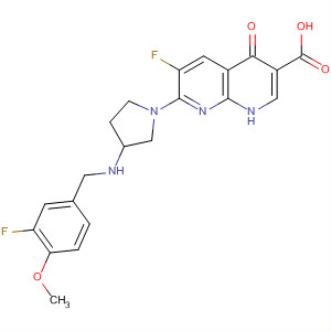 635307-91-4  1,8-Naphthyridine-3-carboxylic acid,6-fluoro-7-[3-[[(3-fluoro-4-methoxyphenyl)methyl]amino]-1-pyrrolidinyl]-1,4-dihydro-4-oxo-
