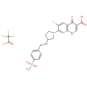 635308-09-7  1,8-Naphthyridine-3-carboxylic acid,7-[3-[[[4-(aminosulfonyl)phenyl]methyl]amino]-1-pyrrolidinyl]-6-fluoro-1,4-dihydro-4-oxo-, mono(trifluoroacetate)