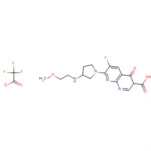 635308-31-5  1,8-Naphthyridine-3-carboxylic acid,6-fluoro-1,4-dihydro-7-[3-[(2-methoxyethyl)amino]-1-pyrrolidinyl]-4-oxo-,mono(trifluoroacetate)