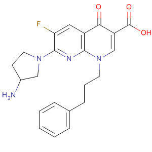 635308-45-1  1,8-Naphthyridine-3-carboxylic acid,7-(3-amino-1-pyrrolidinyl)-6-fluoro-1,4-dihydro-4-oxo-1-(3-phenylpropyl)- 635308-45-1  1,8-Naphthyridine-3-carboxylic acid,7-(3-amino-1-pyrrolidinyl)-6-fluoro-1,4-dihydro-4-oxo-1-(3-phenylpropyl)-