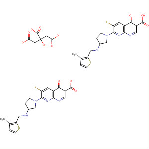 635308-59-7  1,8-Naphthyridine-3-carboxylic acid,6-fluoro-1,4-dihydro-7-[3-[[(3-methyl-2-thienyl)methyl]amino]-1-pyrrolidinyl]-4-oxo-, 2-hydroxy-1,2,3-propanetricarboxylate (2:1)