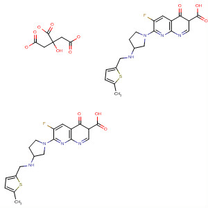 635308-61-1  1,8-Naphthyridine-3-carboxylic acid,6-fluoro-1,4-dihydro-7-[3-[[(5-methyl-2-thienyl)methyl]amino]-1-pyrrolidinyl]-4-oxo-, 2-hydroxy-1,2,3-propanetricarboxylate (2:1)