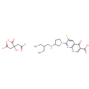 635309-12-5  1,8-Naphthyridine-3-carboxylic acid,7-[3-[(2-ethylbutyl)amino]-1-pyrrolidinyl]-6-fluoro-1,4-dihydro-4-oxo-,2-hydroxy-1,2,3-propanetricarboxylate (1:1)