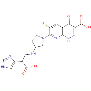 635309-15-8  1,8-Naphthyridine-3-carboxylic acid,7-[3-[[2-carboxy-2-(1H-imidazol-4-yl)ethyl]amino]-1-pyrrolidinyl]-6-fluoro-1,4-dihydro-4-oxo-