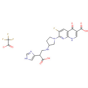 635309-16-9  1,8-Naphthyridine-3-carboxylic acid,7-[3-[[2-carboxy-2-(1H-imidazol-4-yl)ethyl]amino]-1-pyrrolidinyl]-6-fluoro-1,4-dihydro-4-oxo-, mono(trifluoroacetate)