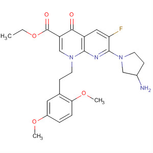635309-20-5  1,8-Naphthyridine-3-carboxylic acid,7-(3-amino-1-pyrrolidinyl)-1-[2-(2,5-dimethoxyphenyl)ethyl]-6-fluoro-1,4-dihydro-4-oxo-, ethyl ester