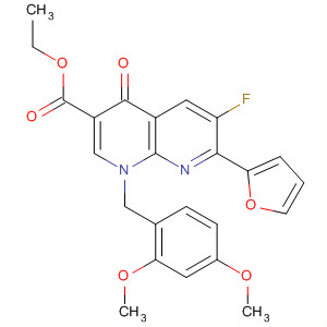 635309-34-1  1,8-Naphthyridine-3-carboxylic acid,1-[(2,4-dimethoxyphenyl)methyl]-6-fluoro-7-(2-furanyl)-1,4-dihydro-4-oxo-, ethyl ester