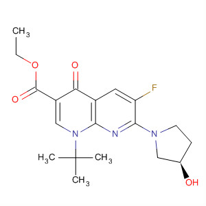 635309-39-6  1,8-Naphthyridine-3-carboxylic acid,1-(1,1-dimethylethyl)-6-fluoro-1,4-dihydro-7-[(3R)-3-hydroxy-1-pyrrolidinyl]-4-oxo-, ethyl ester