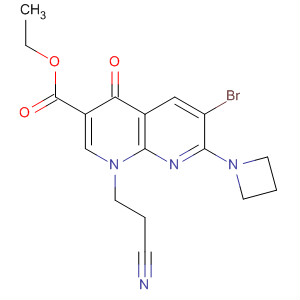 635309-56-7  1,8-Naphthyridine-3-carboxylic acid,7-(1-azetidinyl)-6-bromo-1-(2-cyanoethyl)-1,4-dihydro-4-oxo-, ethylester 635309-56-7  1,8-Naphthyridine-3-carboxylic acid,7-(1-azetidinyl)-6-bromo-1-(2-cyanoethyl)-1,4-dihydro-4-oxo-, ethylester