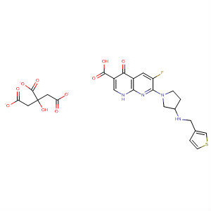 635309-65-8  1,8-Naphthyridine-3-carboxylic acid,6-fluoro-1,4-dihydro-4-oxo-7-[3-[(3-thienylmethyl)amino]-1-pyrrolidinyl]-,2-hydroxy-1,2,3-propanetricarboxylate (1:1)