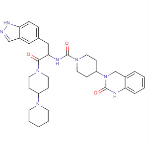 635710-12-2  1-Piperidinecarboxamide,N-[2-[1,4'-bipiperidin]-1'-yl-1-(1H-indazol-5-ylmethyl)-2-oxoethyl]-4-(1,4-dihydro-2-oxo-3(2H)-quinazolinyl)-