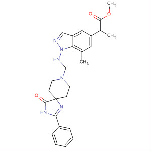 635710-29-1  1H-Indazole-5-propanoic acid,7-methyl-a-[[(4-oxo-2-phenyl-1,3,8-triazaspiro[4.5]dec-1-en-8-yl)carbonyl]amino]-, methyl ester