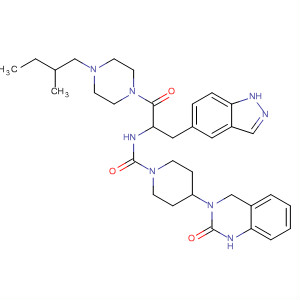 635710-65-5  1-Piperidinecarboxamide,4-(1,4-dihydro-2-oxo-3(2H)-quinazolinyl)-N-[1-(1H-indazol-5-ylmethyl)-2-[4-(2-methylbutyl)-1-piperazinyl]-2-oxoethyl]-