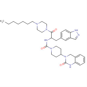635710-66-6  1-Piperidinecarboxamide,4-(1,4-dihydro-2-oxo-3(2H)-quinazolinyl)-N-[2-(4-heptyl-1-piperazinyl)-1-(1H-indazol-5-ylmethyl)-2-oxoethyl]-