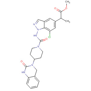 635710-82-6  1H-Indazole-5-propanoic acid,7-chloro-a-[[[4-(1,4-dihydro-2-oxo-3(2H)-quinazolinyl)-1-piperidinyl]carbonyl]amino]-, methyl ester