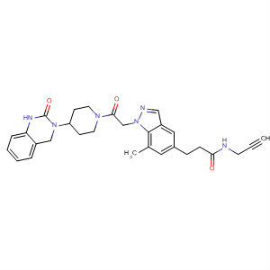 635711-23-8  1H-Indazole-5-propanamide,a-[2-[4-(1,4-dihydro-2-oxo-3(2H)-quinazolinyl)-1-piperidinyl]-2-oxoethyl]-7-methyl-N-2-propynyl-