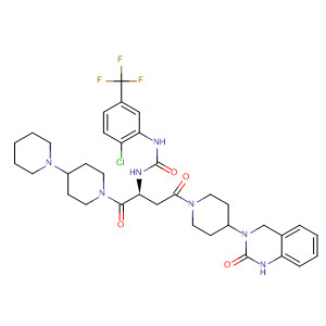 635712-04-8  1,4'-Bipiperidine,1'-[(2S)-2-[[[[2-chloro-5-(trifluoromethyl)phenyl]amino]carbonyl]amino]-4-[4-(1,4-dihydro-2-oxo-3(2H)-quinazolinyl)-1-piperidinyl]-1,4-dioxobutyl]-