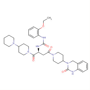 635712-12-8  1,4'-Bipiperidine,1'-[(2S)-4-[4-(1,4-dihydro-2-oxo-3(2H)-quinazolinyl)-1-piperidinyl]-2-[[[(2-ethoxyphenyl)amino]carbonyl]amino]-1,4-dioxobutyl]-