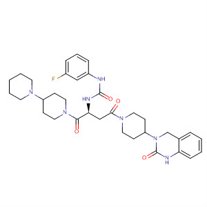 635712-14-0  1,4'-Bipiperidine,1'-[(2S)-4-[4-(1,4-dihydro-2-oxo-3(2H)-quinazolinyl)-1-piperidinyl]-2-[[[(3-fluorophenyl)amino]carbonyl]amino]-1,4-dioxobutyl]-