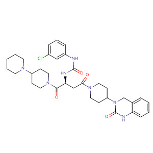 635712-15-1  1,4'-Bipiperidine,1'-[(2S)-2-[[[(3-chlorophenyl)amino]carbonyl]amino]-4-[4-(1,4-dihydro-2-oxo-3(2H)-quinazolinyl)-1-piperidinyl]-1,4-dioxobutyl]-