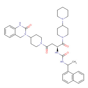 635712-37-7  1,4'-Bipiperidine,1'-[(2S)-4-[4-(1,4-dihydro-2-oxo-3(2H)-quinazolinyl)-1-piperidinyl]-2-[[[[1-(1-naphthalenyl)ethyl]amino]carbonyl]amino]-1,4-dioxobutyl]-