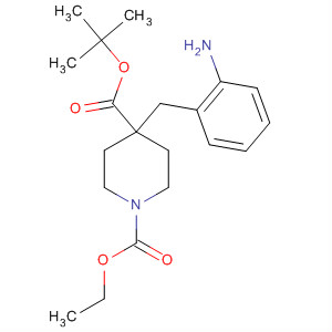 635713-05-2  1,4-Piperidinedicarboxylic acid, 4-[(2-aminophenyl)methyl]-,1-(1,1-dimethylethyl) 4-ethyl ester