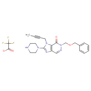 635717-68-9  4H-Imidazo[4,5-d]pyridazin-4-one,3-(2-butynyl)-3,5-dihydro-5-[(phenylmethoxy)methyl]-2-(1-piperazinyl)-,mono(trifluoroacetate)
