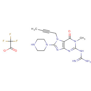 635719-89-0  Guanidine,[7-(2-butynyl)-6,7-dihydro-1-methyl-6-oxo-8-(1-piperazinyl)-1H-purin-2-yl]-, mono(trifluoroacetate)